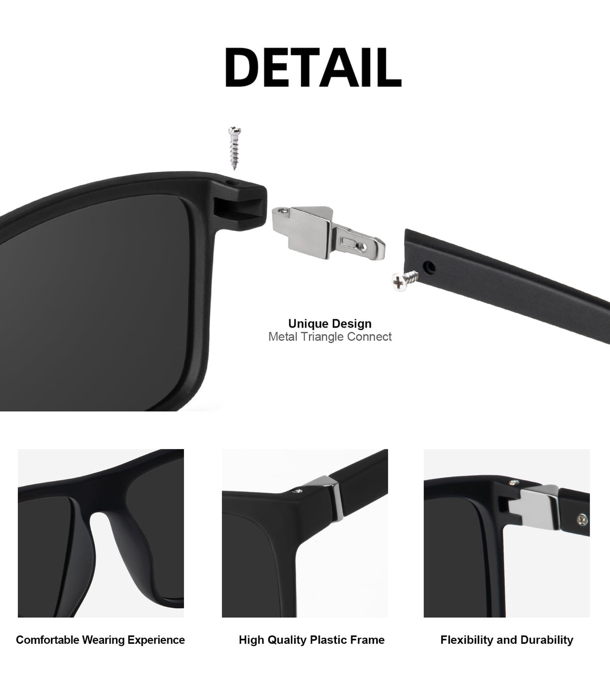 KALIYADI Polarized Sunglasses for Men and Women,Classic Square Sun Glasses with UV Protection for Driving Fishing WMS11-1-2-7
