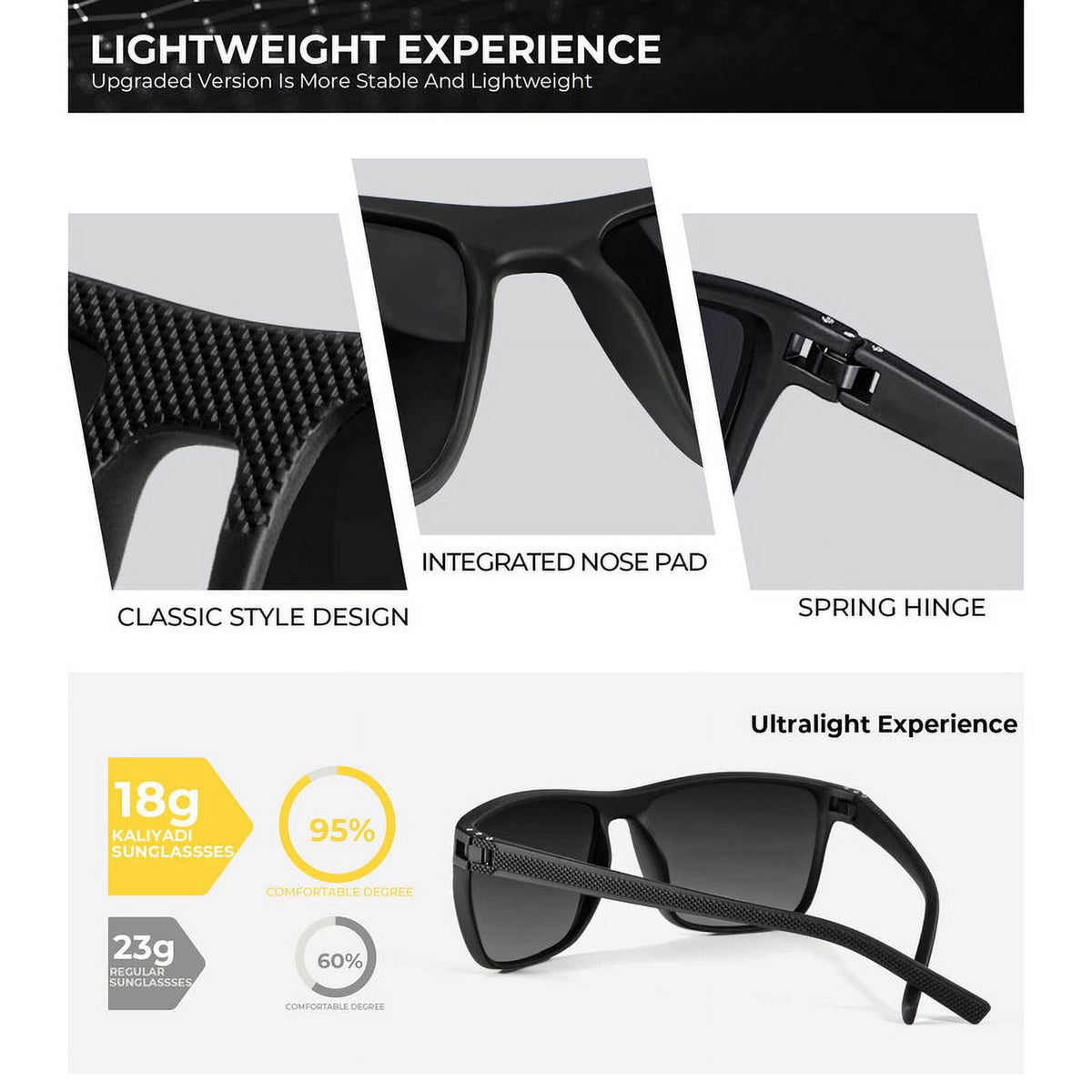 KALIYADI Polarized Sunglasses Men,Lightweight Mens Sunglasses Polarized UV Protection Driving Fishing Golf (Black/Ice Blue/Red) WMKAS45-1-3-6