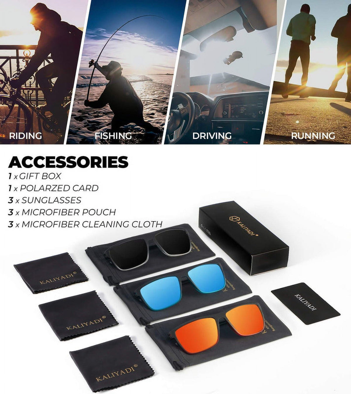 KALIYADI Polarized Sunglasses Men,Lightweight Mens Sunglasses Polarized UV Protection Driving Fishing Golf WMKAS45-37-38-40