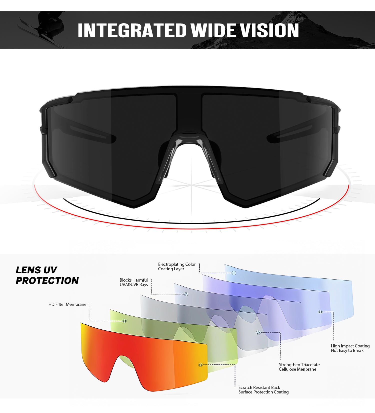 Sports Sunglassesfor Men Women Polarized Mens-Sunglasses UV Protection for Cycling Running S93