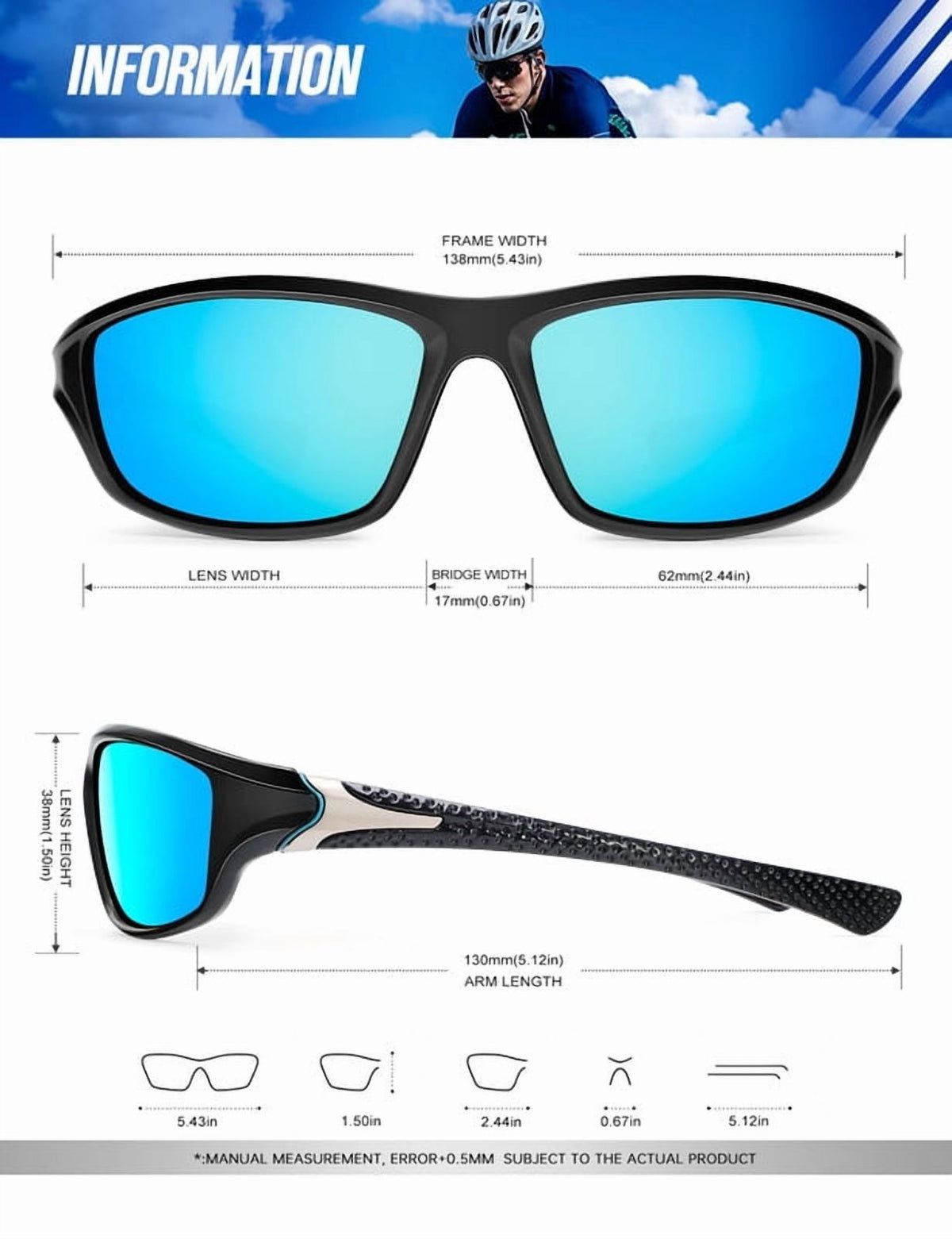 KALIYADI Polarized Sports Sunglasses for Men,Mens Sun Glasses for Driving Fishing Cycling UV400 Protection 3 Pack WMS64-3-4-6