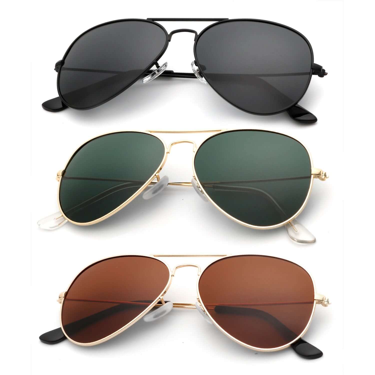 Three-pack of Classic Aviator Sunglasses S24-1-2-5