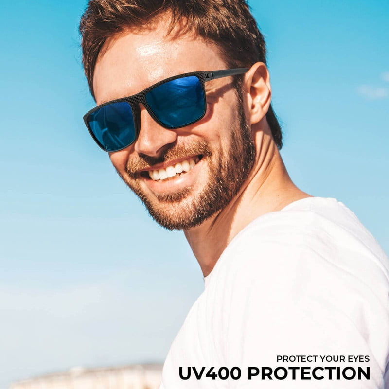 KALIYADI Polarized Sunglasses Men,Lightweight Mens Sunglasses Polarized UV Protection Driving Fishing Golf (Black/Dark Blue/Green) WMKAS45-1-4-5