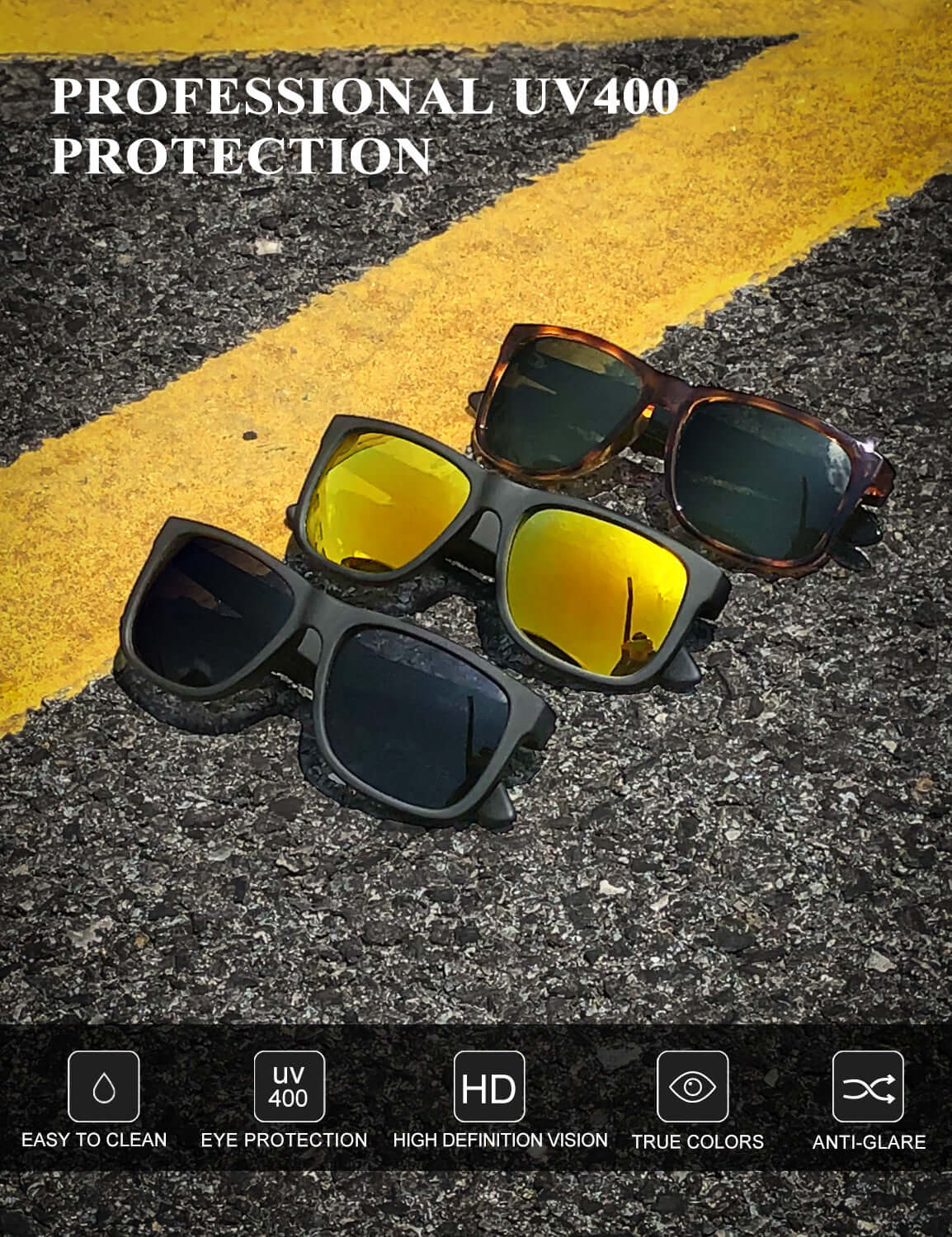 Classic Rectangle Sunglasses S65-1-4-7