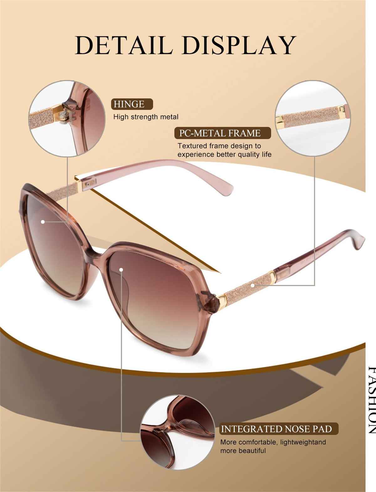 KALIYADI Polarized Sunglasses-Women Trendy Womens-Sunglasses: Square Oversized Sun glasses Sparkling Frame UV400 Gift Box WMKAS37-2