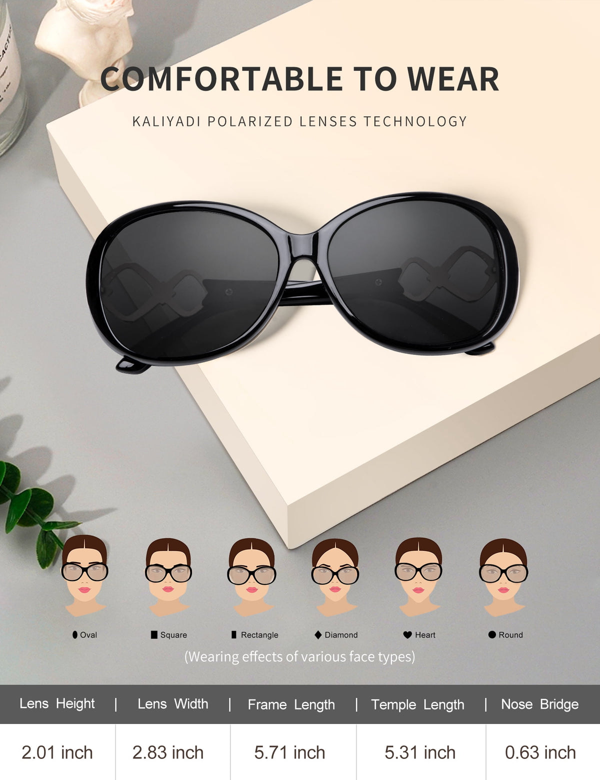 KALIYADI Polarized Sunglasses for Women,Oversized Sun Glasses UV Blocking(2 Packs) WMKAS3703-1-3