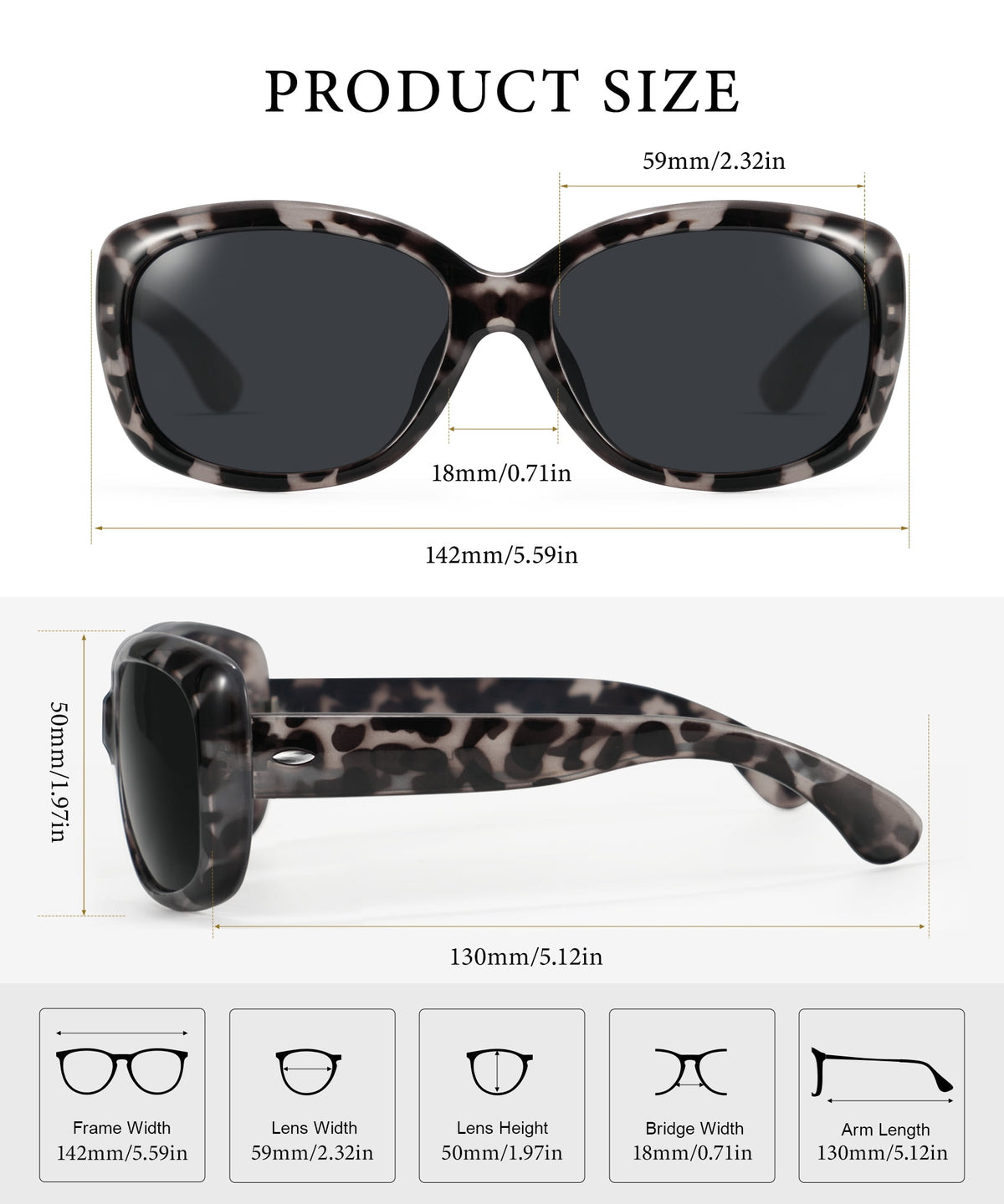 KALIYADI Women Sunglasses Polarized Sunglasses Trendy Retro Sun Glasses with UV Protection for Travel Driving WMKAS20-3