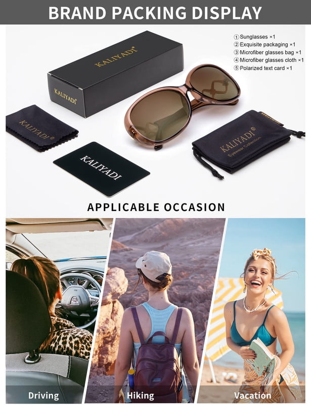 KALIYADI Oversized Sunglasses for Women, Vintage Women Sunglasses Trendy Polarized Sunglasses with UV Protection WMKAS3703-2