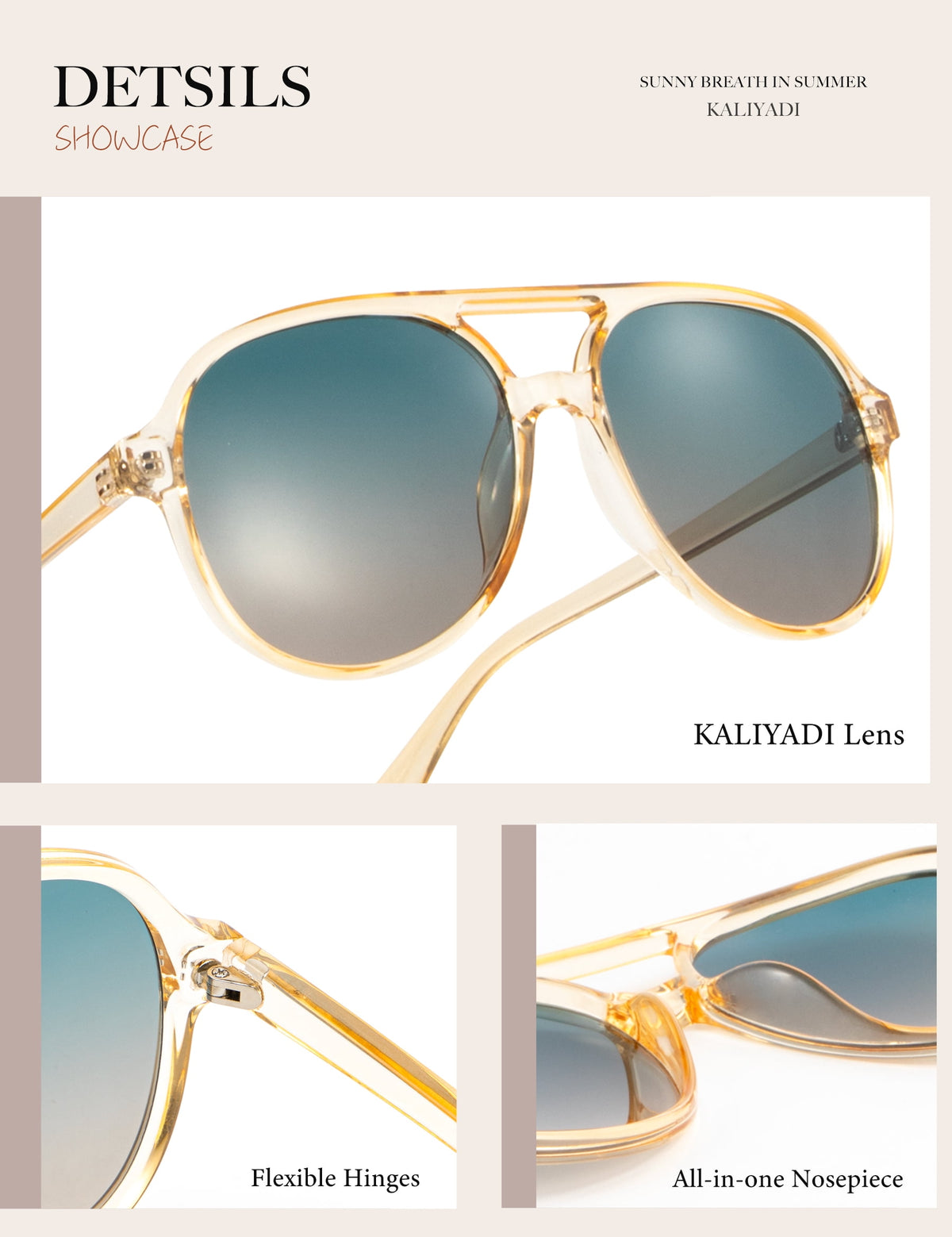 KALIYADI Aviator Sunglasses for Women,Retro Square Sun Glasses with 70s Vintage Style and UV Protection 2 Pack WMKAS2410-1-5