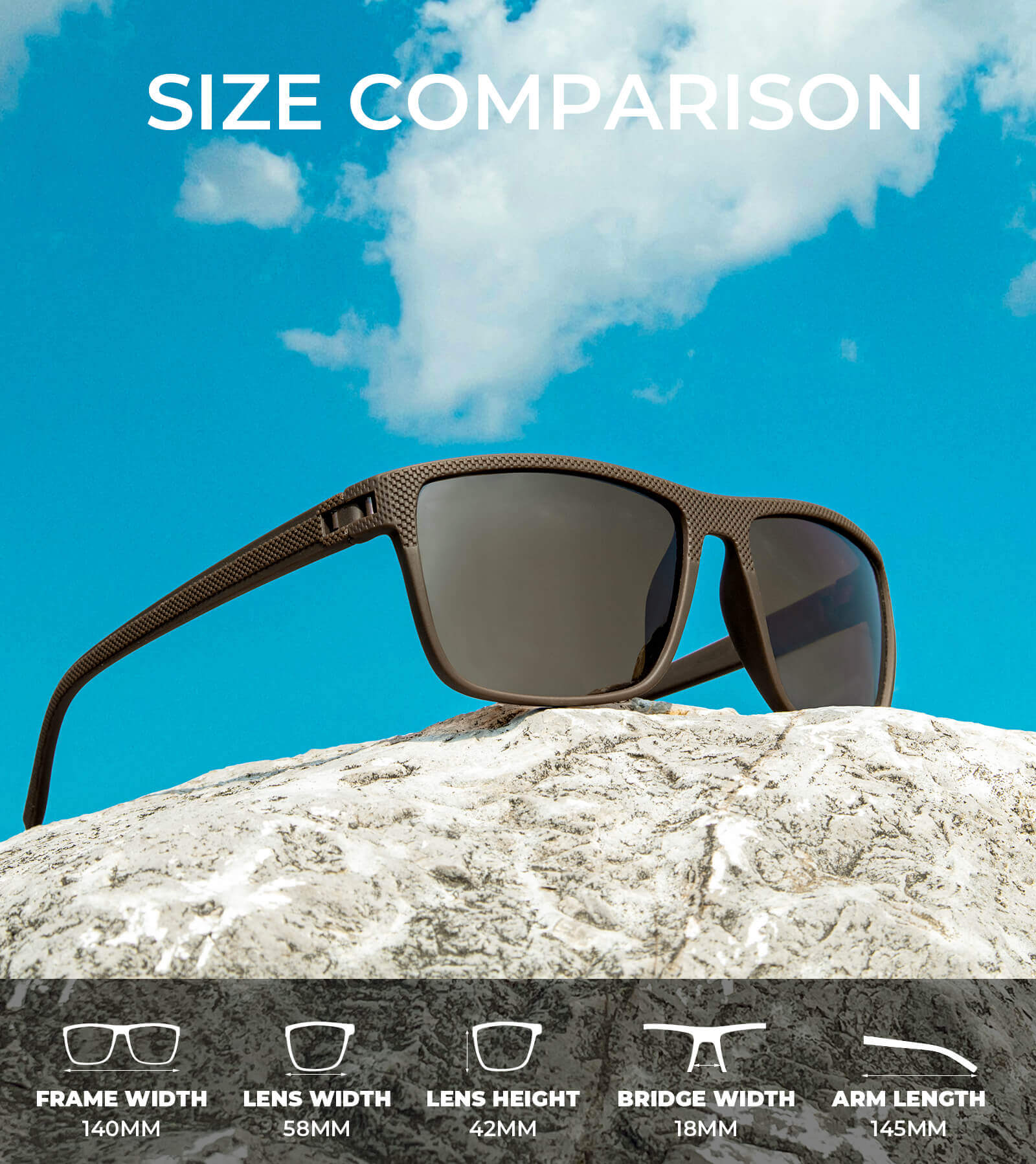 Classic Rectangle Sunglasses S45-5-6-10