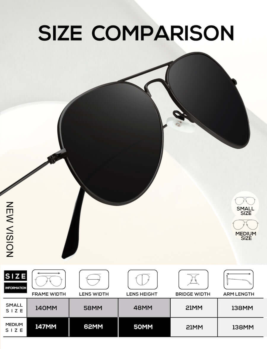 Black Frame Black Lens Size Comparison