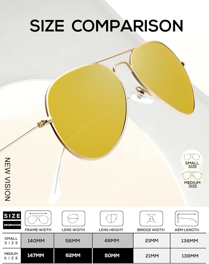 KALIYADI Classic Aviator Sunglasses for Men Women Driving Sun glasses Polarized Lens UV Blocking FBAKAS24-17