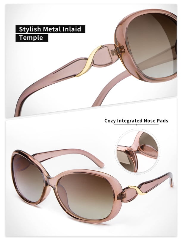 KALIYADI Oversized Sunglasses for Women, Polarized Trendy Vintage Ladies Sun Glasses with UV Protection WMKAS3702-2
