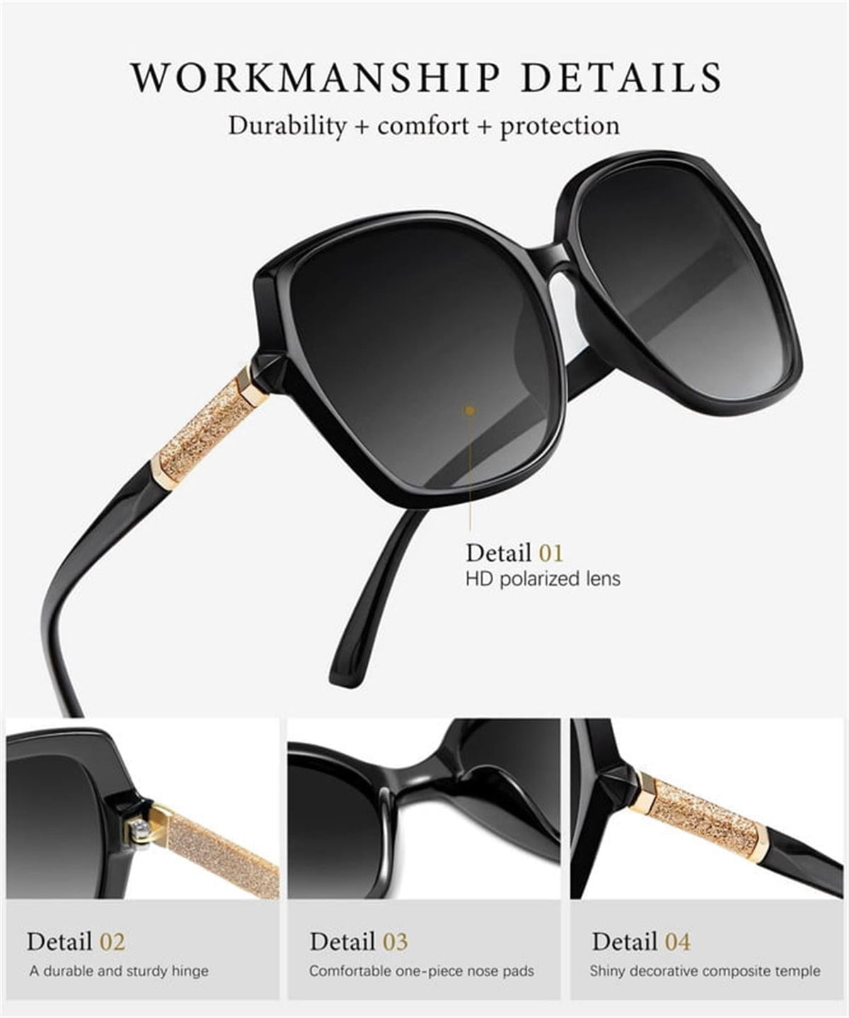 KALIYADI Sunglasses Retro Polarized Sun Glasses for Women with UV Protection (2 Pack) WMKAS3704-1-S37-1