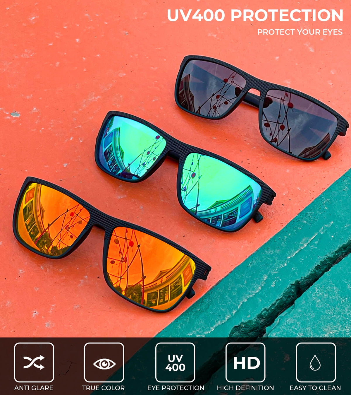 Polarized Sunglasses for Men Lightweight Sun Glasses with UV Protection Mens Sports Sunglasses for Golf Hiking Fishing Driving WMS45-1-5-6