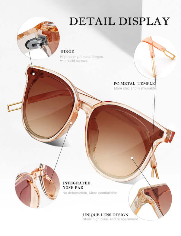 trendy oversized polarized sunglasses detail display