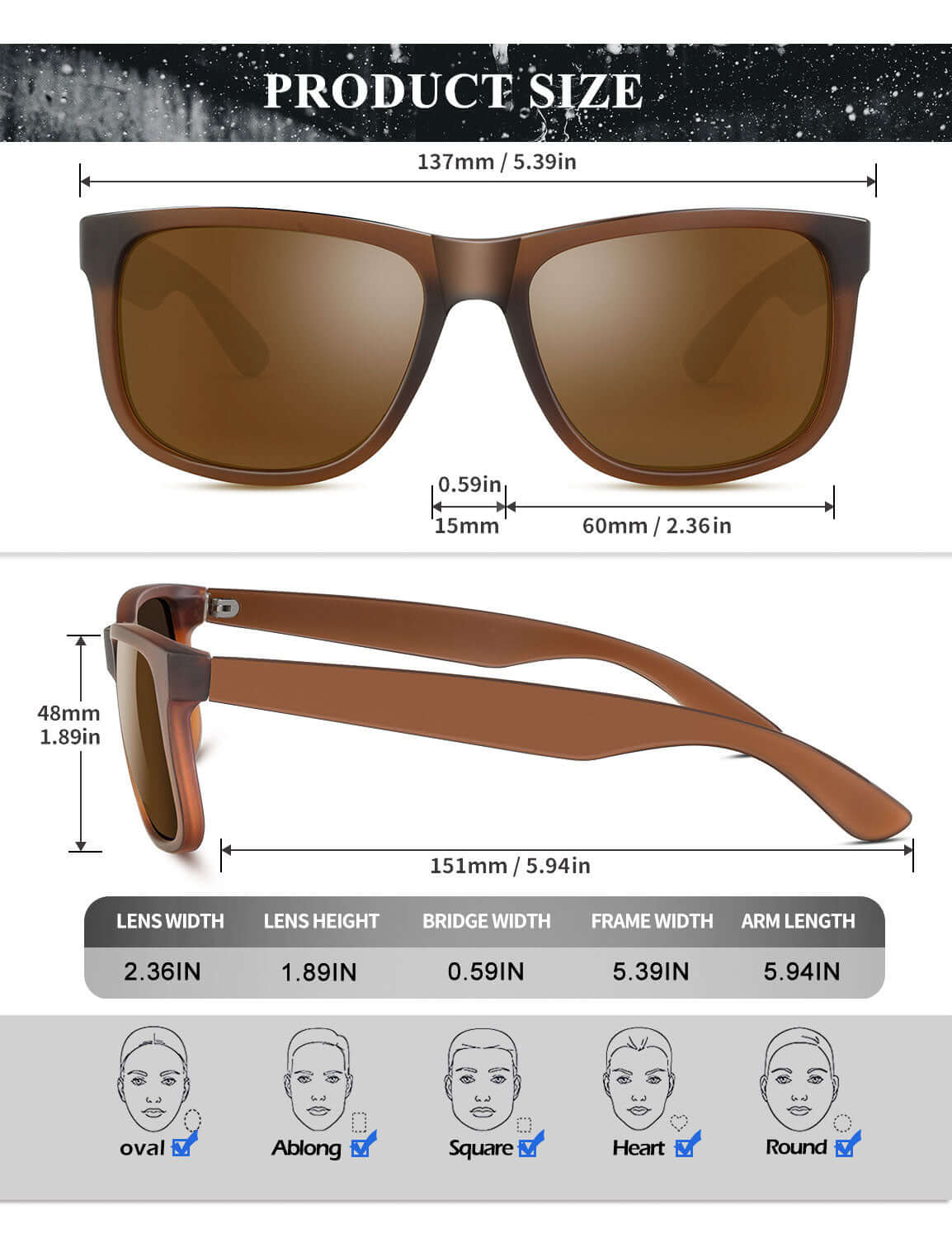 Classic Rectangle Sunglasses S65-1-6-7