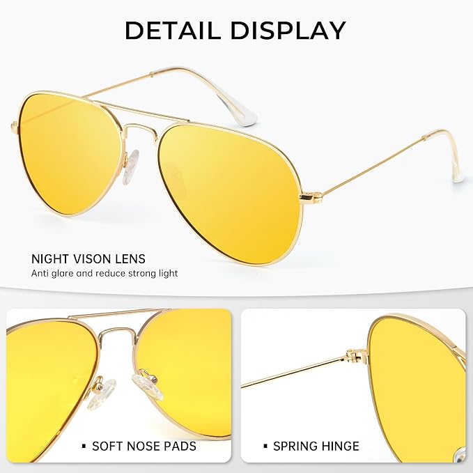 KALIYADI Classic Aviator Sunglasses for Men Women Driving Sun glasses Polarized Lens UV Blocking KAS24-17-17-17