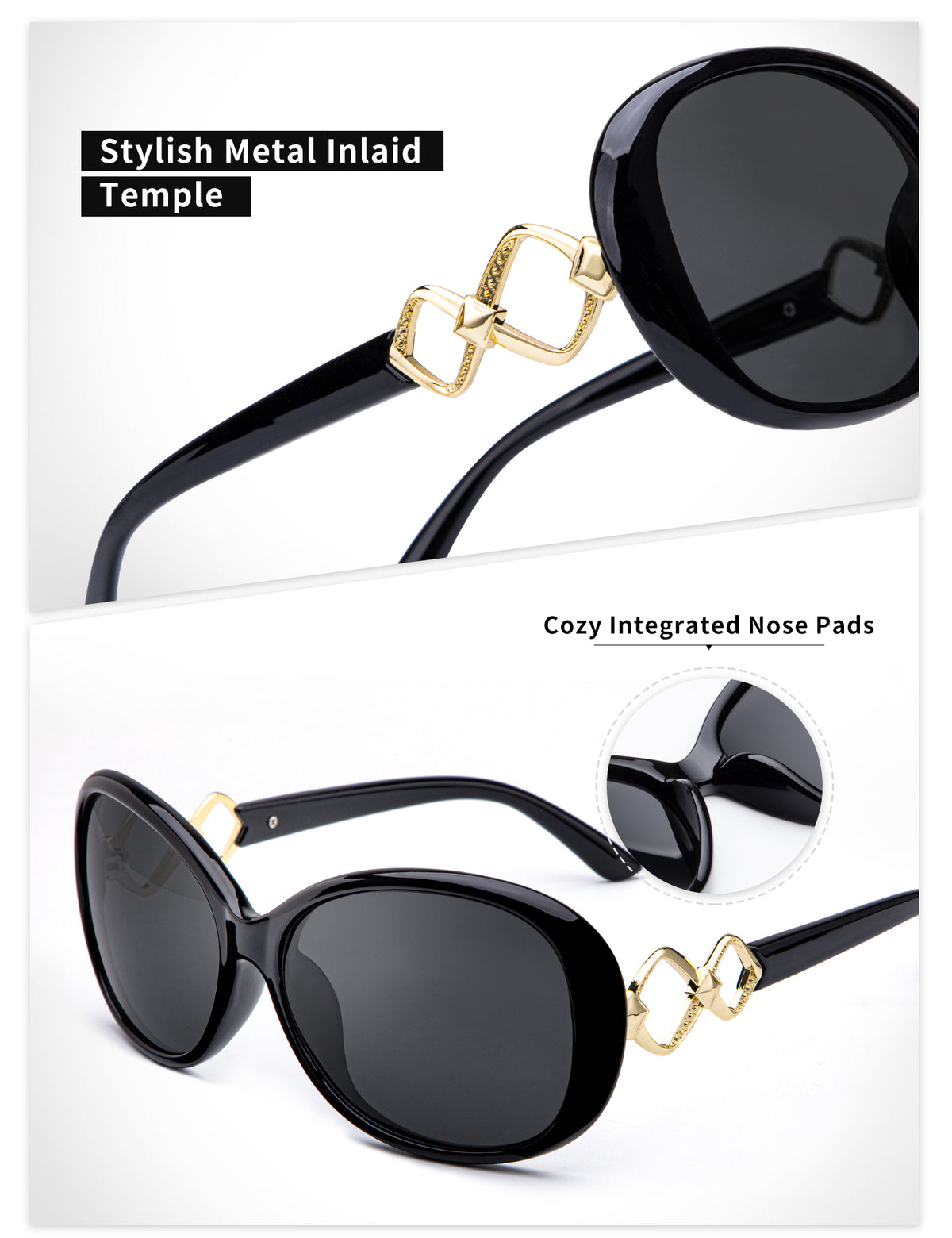 KALIYADI Polarized Sunglasses for Women,Oversized Sun Glasses UV Blocking(WMKAS3703-1-3)