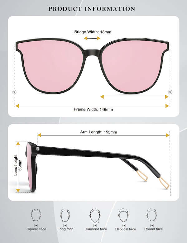 size dimension of trendy oversized polarized sunglasses