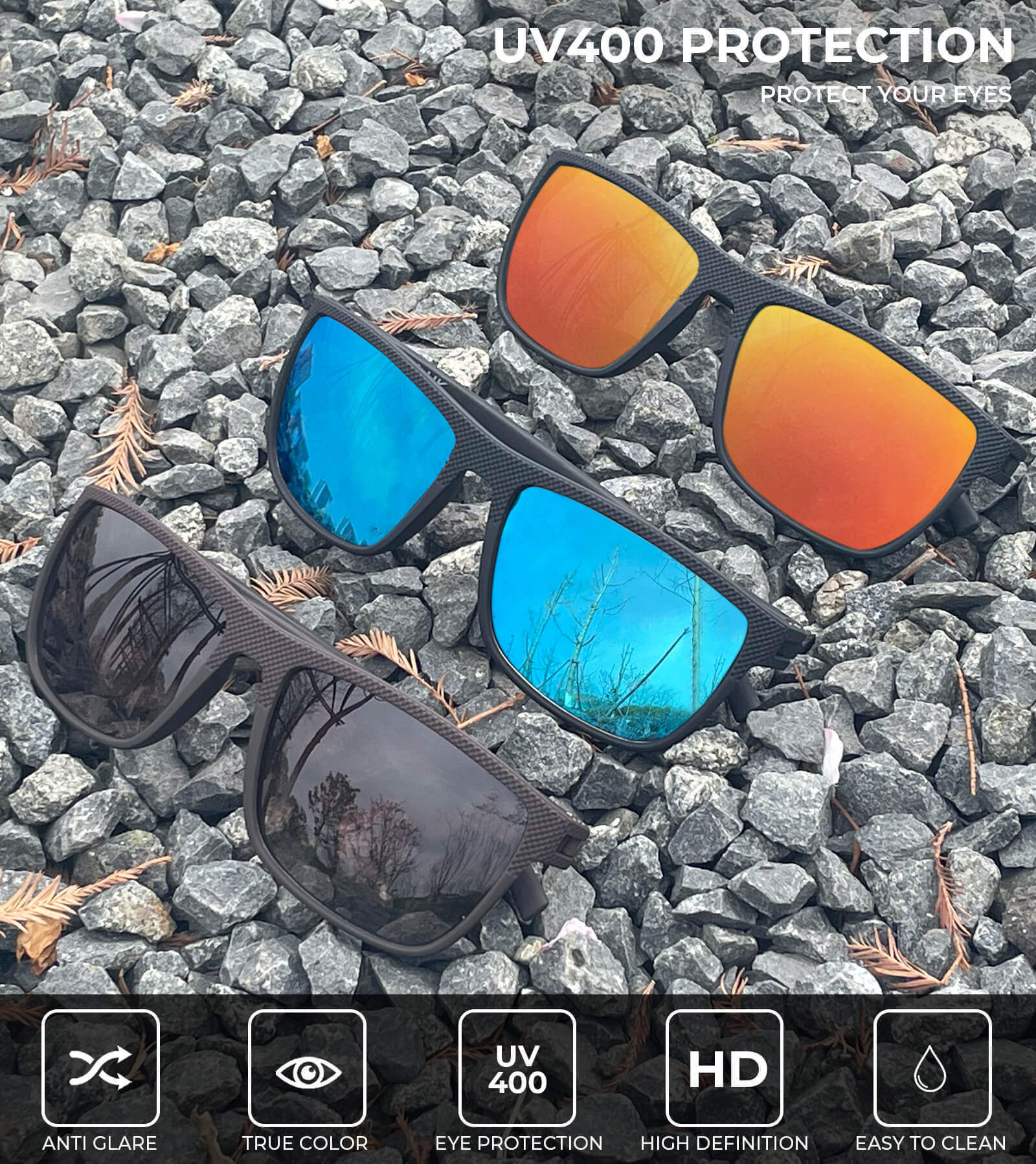 Classic Rectangle Sunglasses S45 (3 Pack)