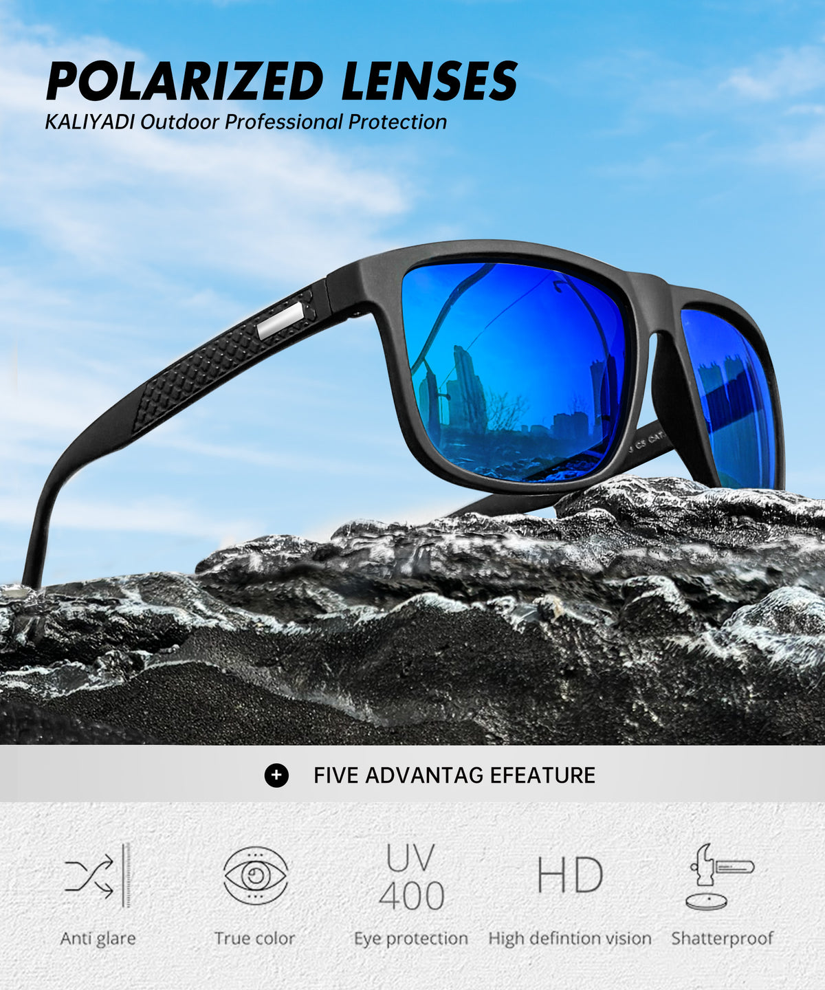 Polarized-Sunglasses Mens UV Protection Unisex Driving Fishing Golf (S13-1-4-6)