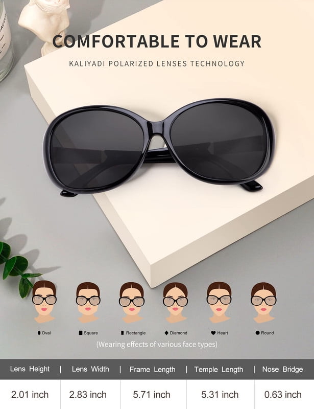 KALIYADI Women's Oversized Sunglasses Butterfly Vintage Polarized Sun Glasses with UV Protection for Women WMKAS3704-1