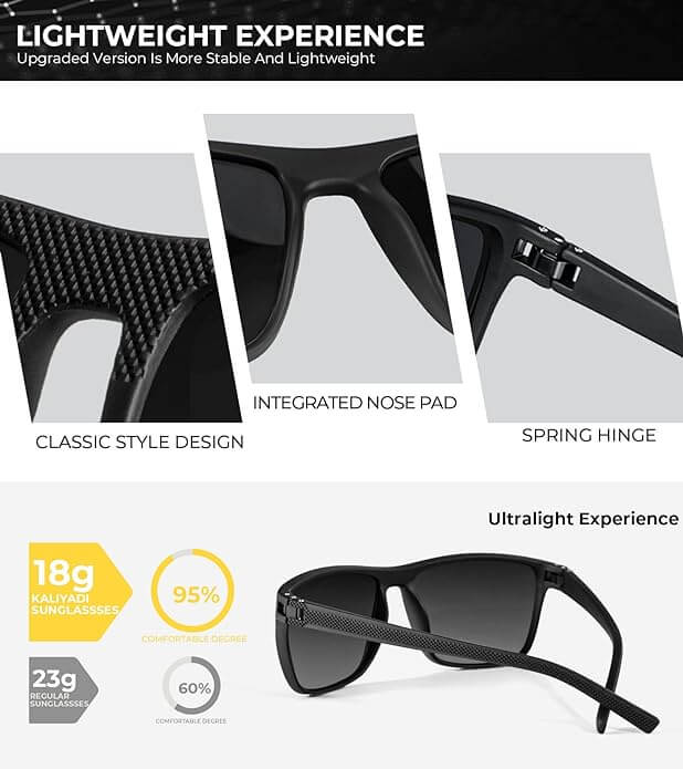 KALIYADI Polarized Sunglasses for Men, Lightweight Sun Glasses with UV Protection for Driving Fishing Golf S45-1-1-1