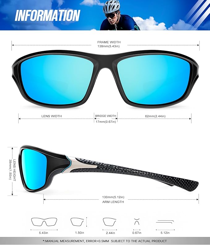 KALIYADI 4 Pack Polarized Sunglasses-Men Sports Sun-glasses: Mens Sunglasses UV Protection for Fishing Driving Cycling S64-1-3-4-6