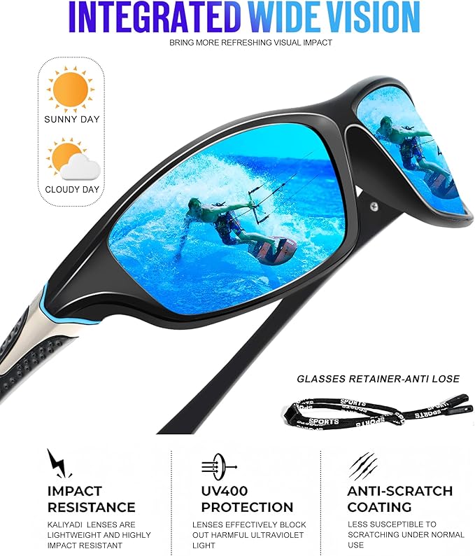 KALIYADI 4 Pack Polarized Sunglasses-Men Sports Sun-glasses: Mens Sunglasses UV Protection for Fishing Driving Cycling S64-1-3-4-6