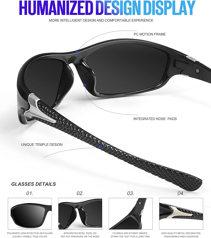 KALIYADI 4 Pack Polarized Sunglasses-Men Sports Sun-glasses: Mens Sunglasses UV Protection for Fishing Driving Cycling S64-1-3-4-6