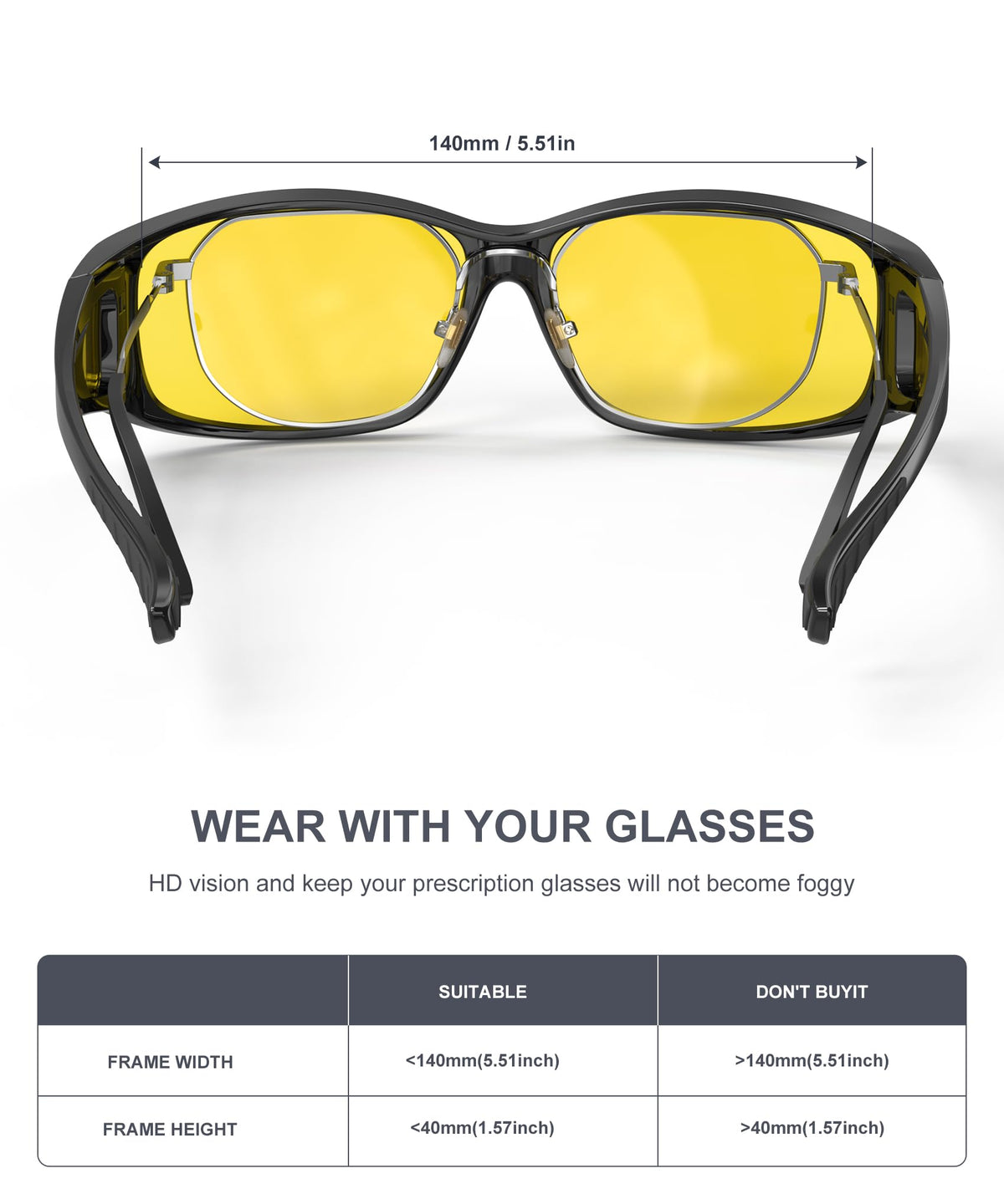 KALIYADI Fit-Over Night-Vision-Glasses for Women: Striped Anti Glare Night Driving Glasses for Men High Definition Lens(WMKA238-9)