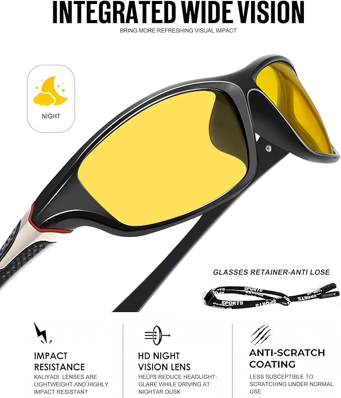 KALIYADI 4 Pack Polarized Sunglasses-Men Sports Sun-glasses: Mens Sunglasses UV Protection for Fishing Driving Cycling S64-10-10-10