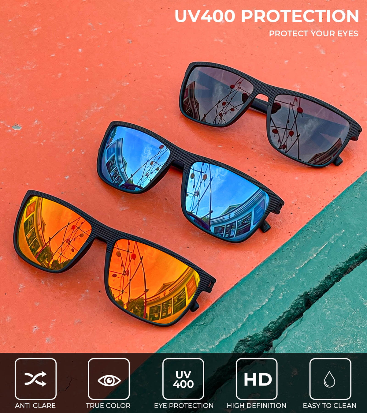 Polarized Sunglasses for Men Lightweight Sun Glasses with UV Protection Mens Sports Sunglasses for Golf Hiking Fishing Driving WMS45-1-4-6