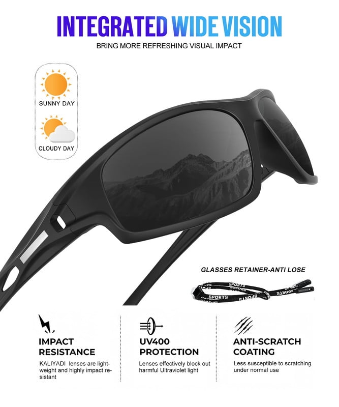 KALIYADI Polarized Sports Sunglasses for Men,Mens Sun Glasses for Driving Fishing Cycling UV400 Protection 3 Pack WMKAS94-1-2-3