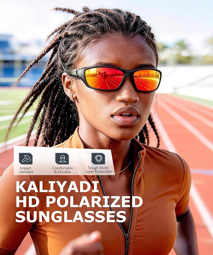 KALIYADI Polarized-Sunglasses-Men Sports Mens-Sunglasses Women: Sun Glasses with UV400 Protection for Cycling Fishing Running S68-1-3-5