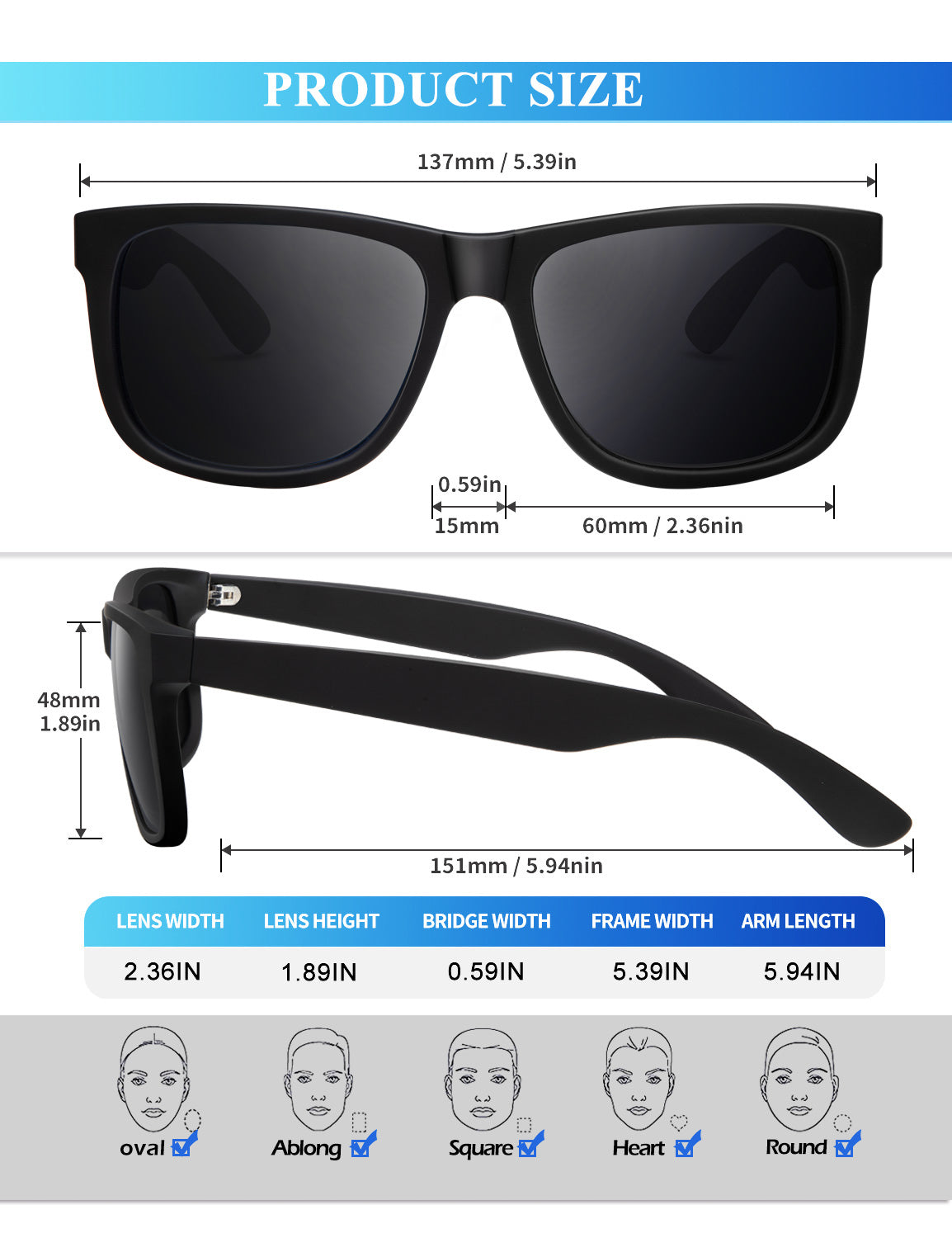 3pack Polarized Sun glasses for Mens Classic Matte Black Frame UV Protection(S65-1-1-1)
