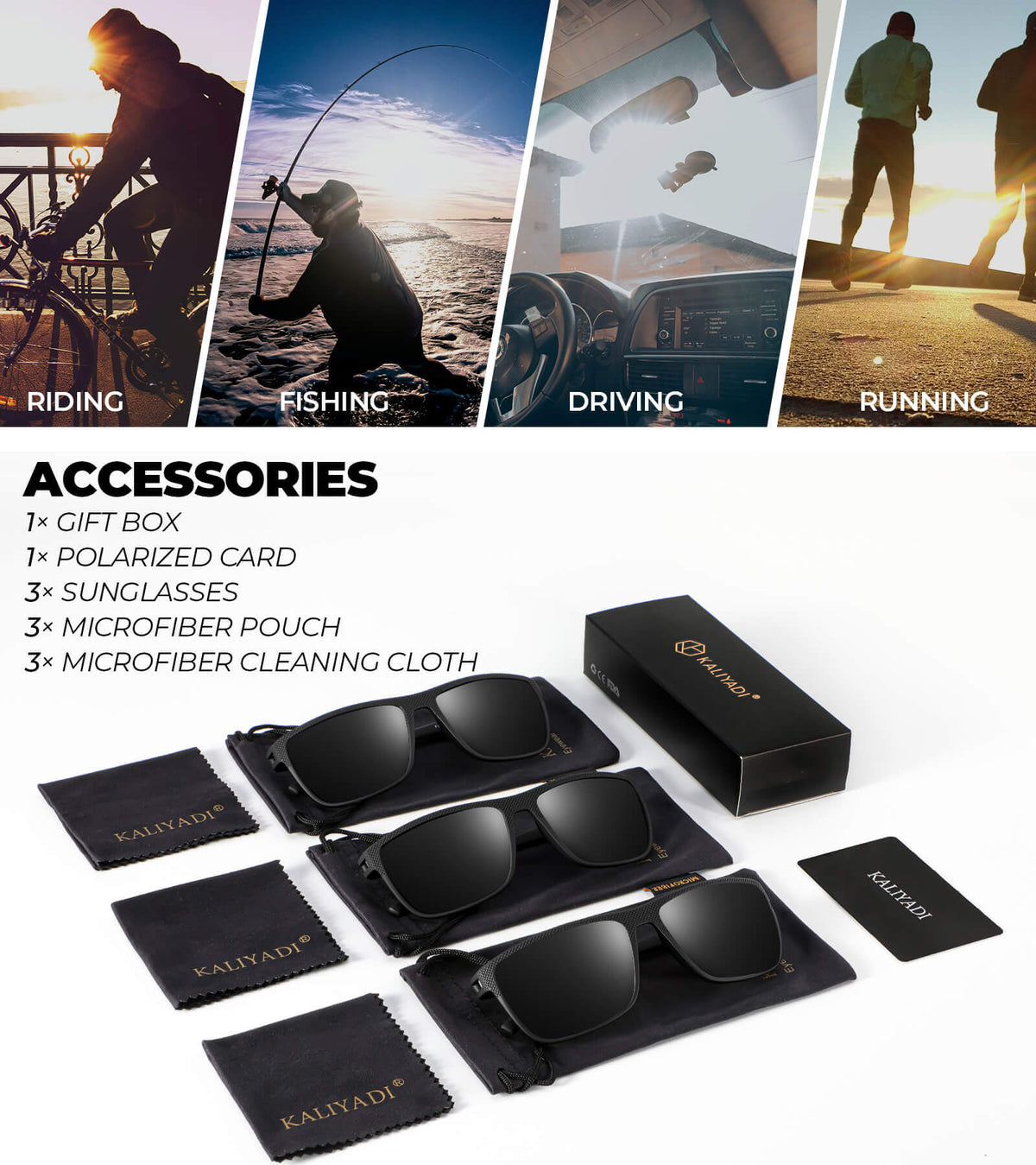 KALIYADI Polarized Sunglasses for Men, Lightweight Sun Glasses with UV Protection for Driving Fishing Golf S45-1-1-1