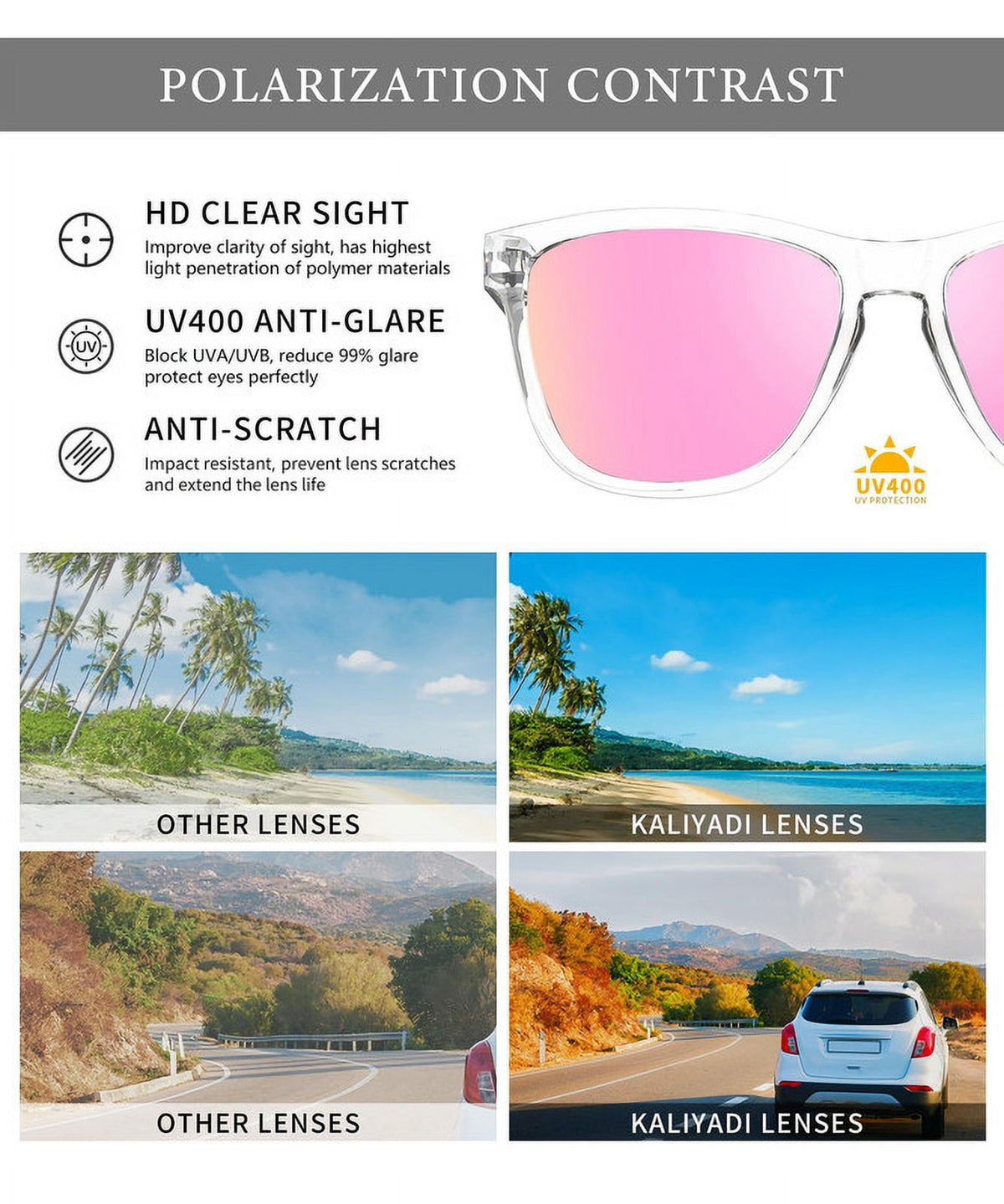 KALIYADI Polarized Sunglasses for Women Men Retro Square Sun Glasses UV Protection WMS06-16-17-23