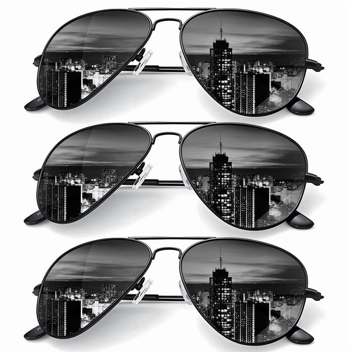 KALIYADI Sunglasses for Men Women Aviator Sun Glasses Polarized Lens UV400 Blocking-3 Pack WMS24-1L-1L-1L