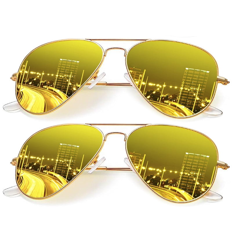 KALIYADI Classic Aviator Night Vision Glasses for Men Women Driving Sun glasses Polarized Lensn WMKAS24-17-17