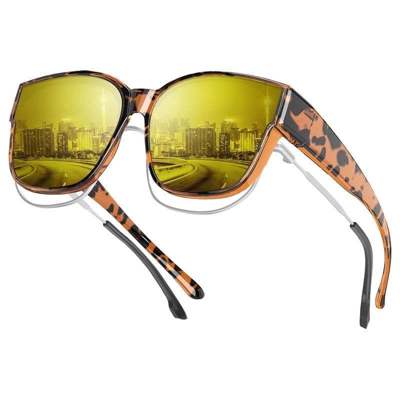 KALIYADI Night Driving Glasses for Men Women,Night Vision Glasses Fit Over Glasses Sunglasses Anti Glare WMKAS108-9