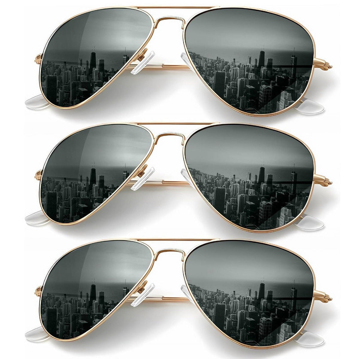 Classic Aviator Sunglasses for Men Women Driving Sun glasses Polarized Lens UV Blocking-3 Pack(WMKAS24-2-2-2)