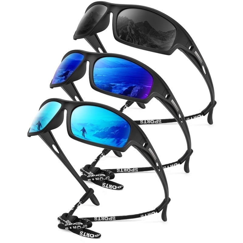 KALIYADI Polarized Sports Sunglasses for Men,Mens Sun Glasses for Driving Fishing Cycling UV400 Protection 3 Pack WMKAS94-1-2-3