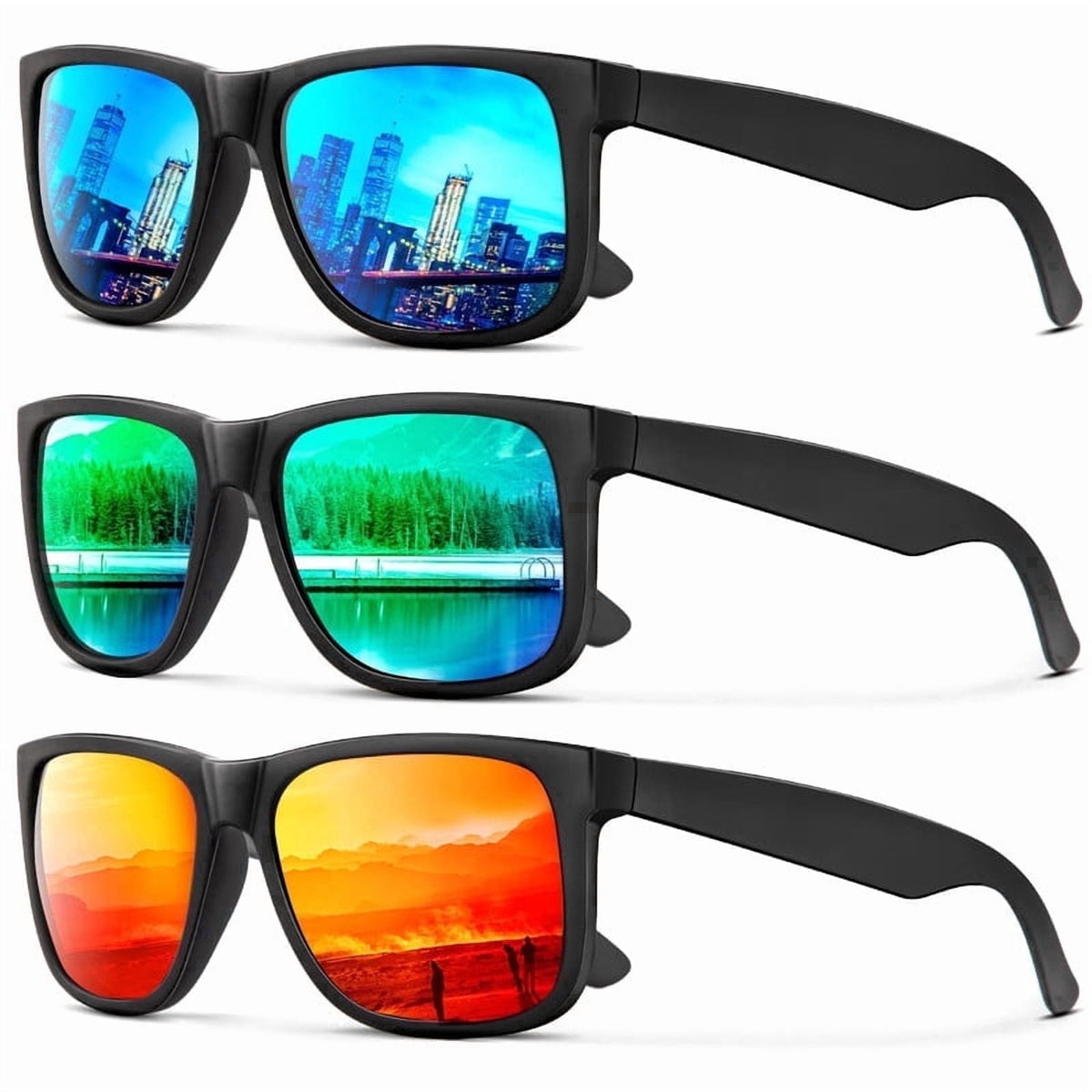 KALIYADI Polarized Sunglasses for Men and Women Vintage Style Sun Glasses for Fishing Running Driving with UV Protection WMKAS65-2-3-4