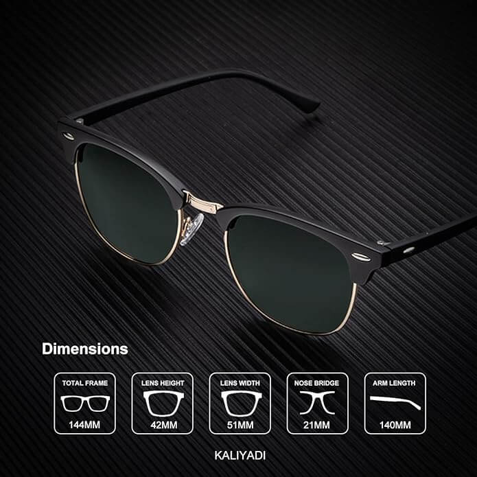 KALIYADI Polarized Sunglasses for Men and Women Semi-Rimless Frame Driving Sun glasses UV Blocking