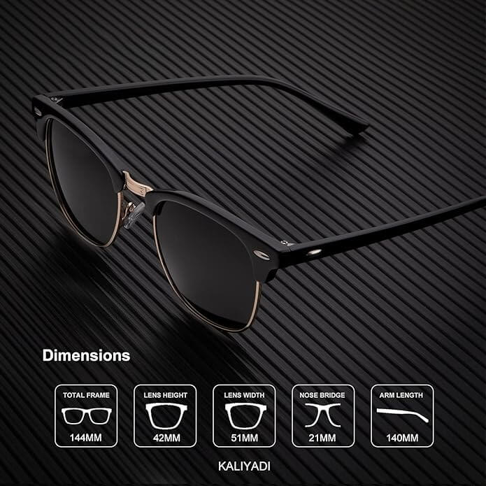 KALIYADI Polarized Sunglasses for Men and Women Semi-Rimless Frame Driving Sun glasses UV Blocking