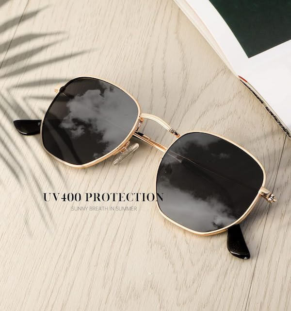 Metal Frame Hexagon Sunglasses S41-1-2-5