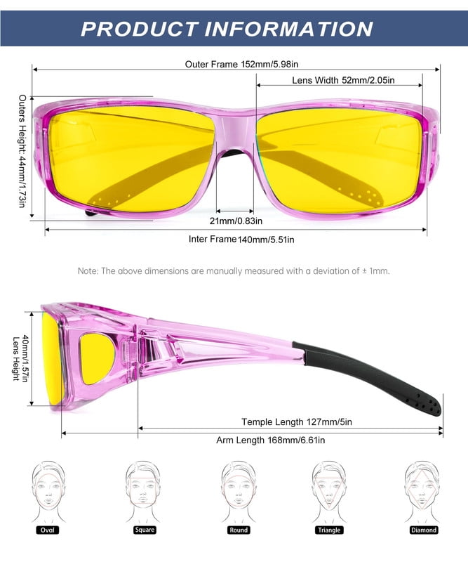 KALIYADI Night-Vision-Glasses Fit-Over-Glasses Wrap-Around Glasses: Night Vision Glasses Anti Glare HD for Driving WMKAS105-12-13-16