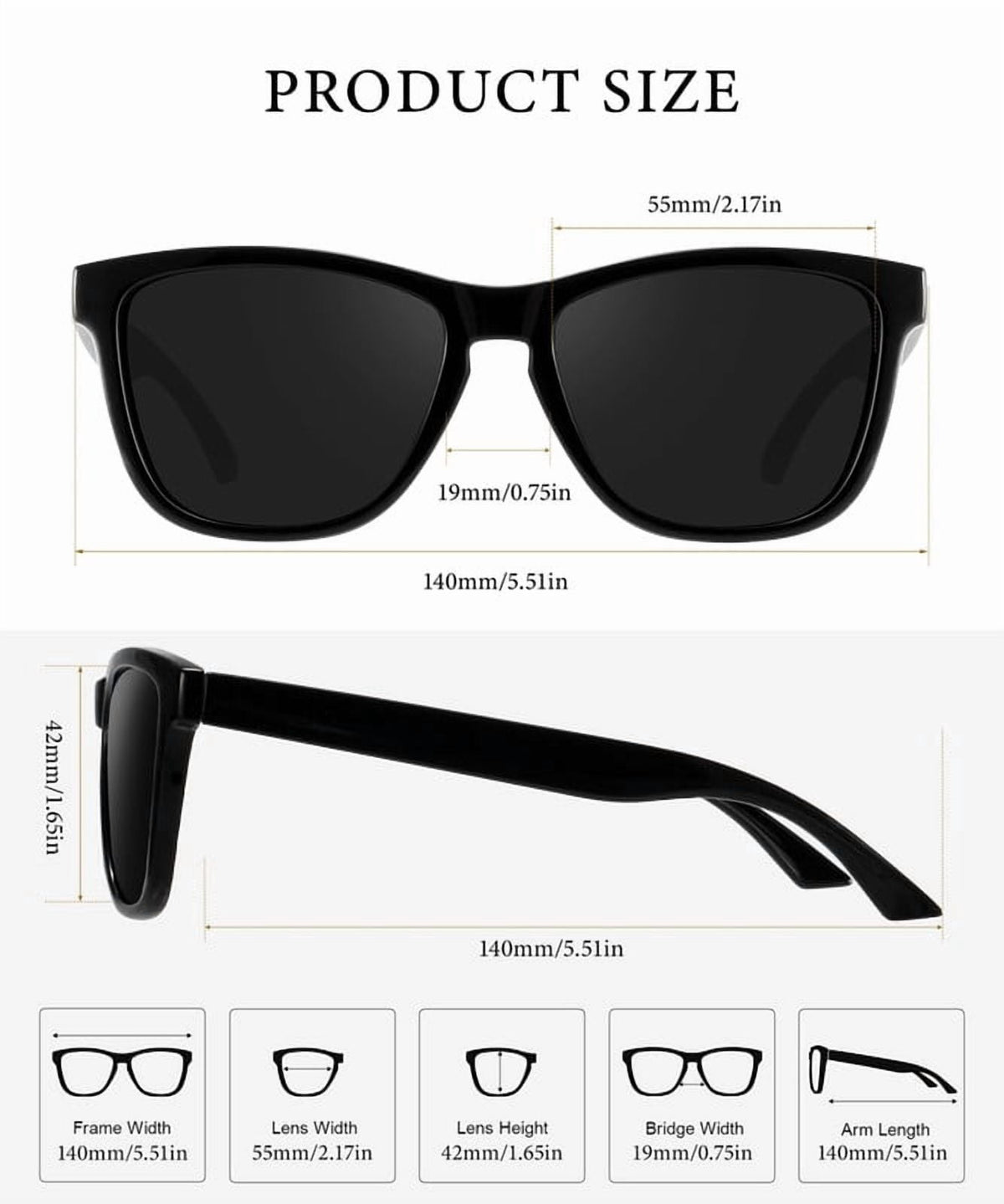 KALIYADI Polarized Sunglasses for Women Men Retro Square Sun Glasses UV Protection WMS06-1-4-7